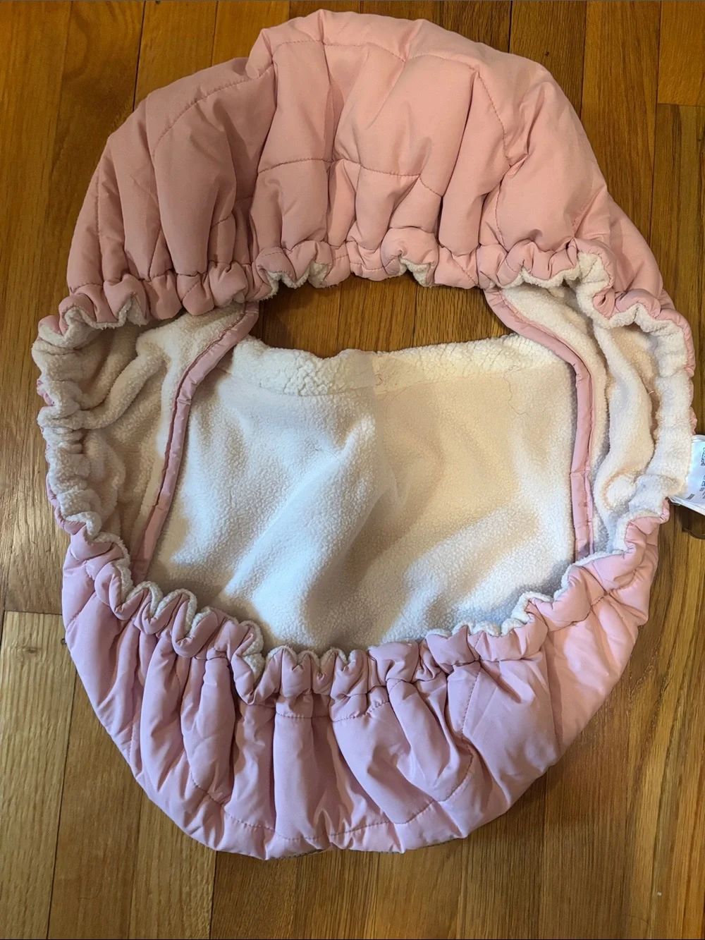 JJ Cole Pink Quilted Baby Footmuff with Cream Sherpa Lining